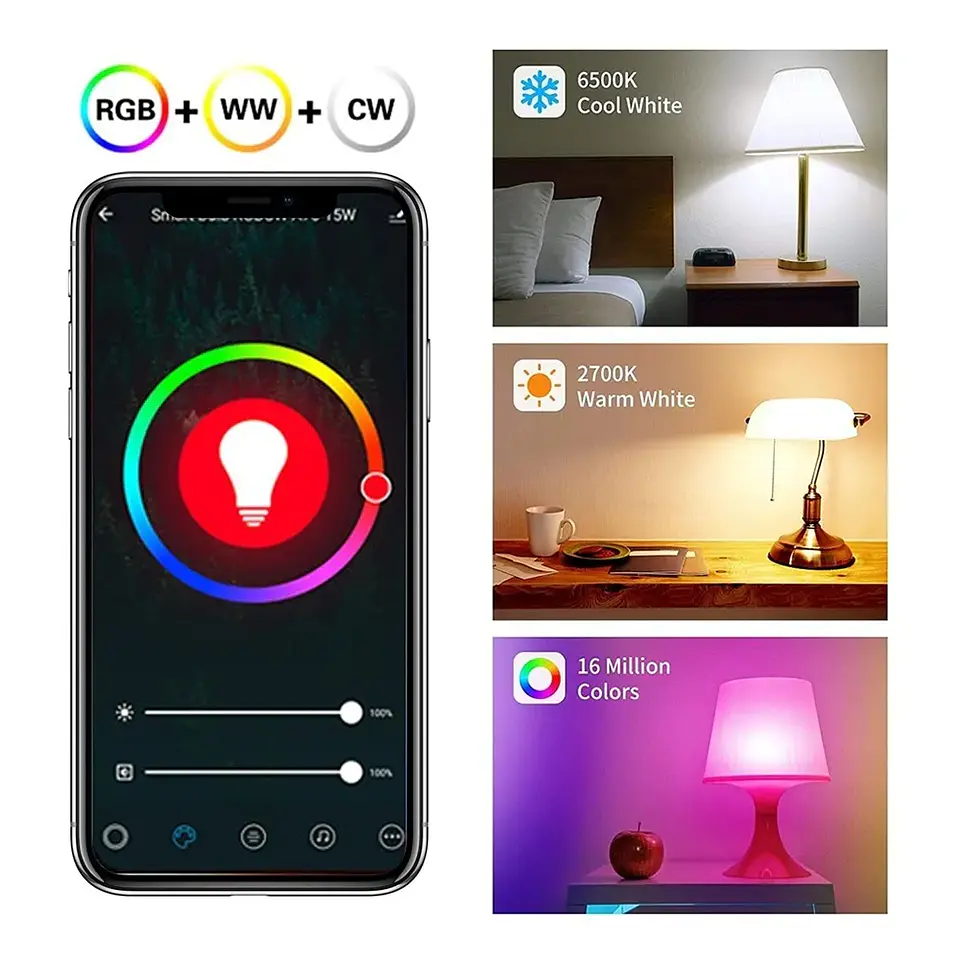 Kit 3 Ampolleta Led E27 Wifi Inteligentes Rgb, Iluminación Hogar 7