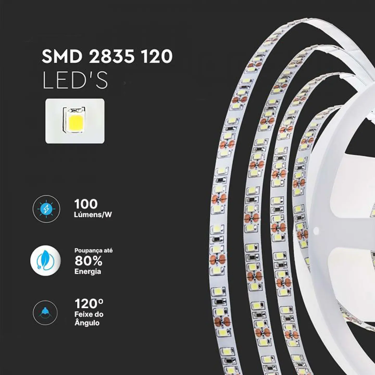 Fita LED 120 8W/M IP20 24V Double PCB V-TAC 2