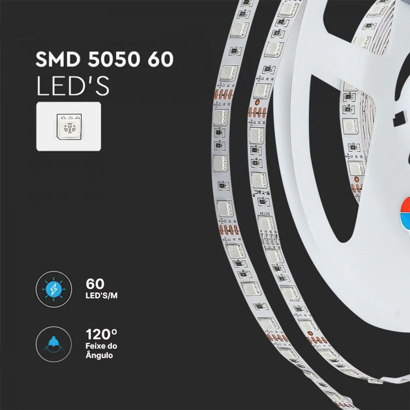 Tira LED 5050 60 7W/M RGB SET IP20 EU PLUG V-TAC 5