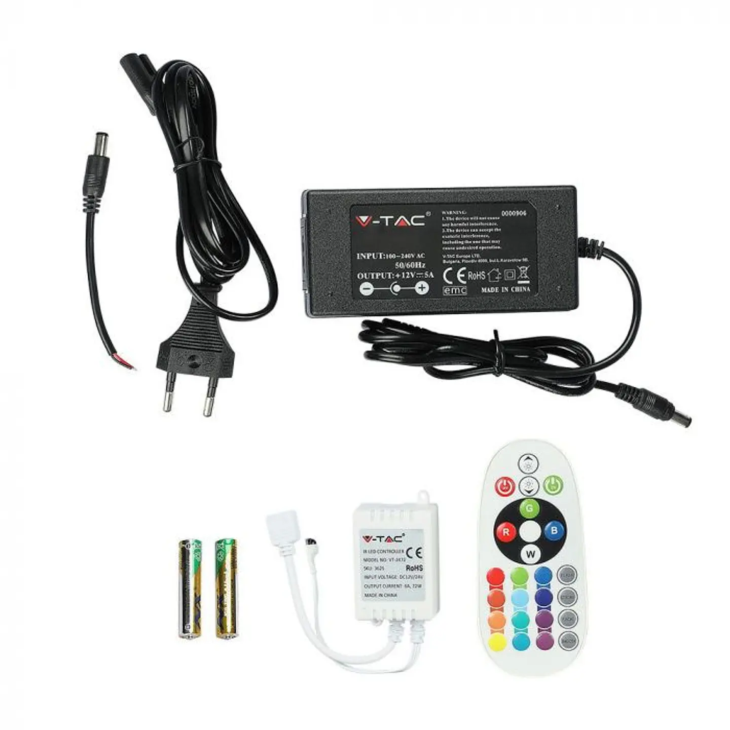 Tira LED 5050 60 7W/M RGB SET IP20 EU PLUG V-TAC 4