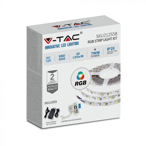 Fita LED 60 7W/M RGB SET IP20 EU PLUG V-TAC