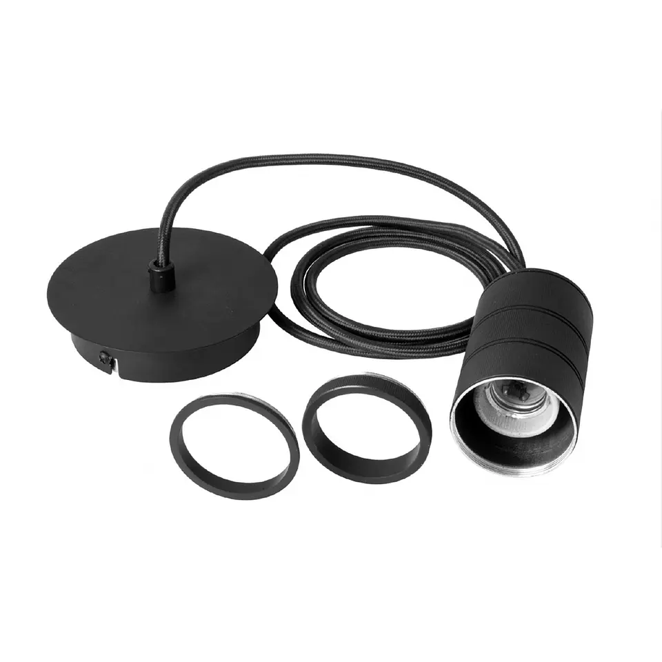 Lámpara Colgante Retro Set, Industrial Negro E27 2m Calex 1