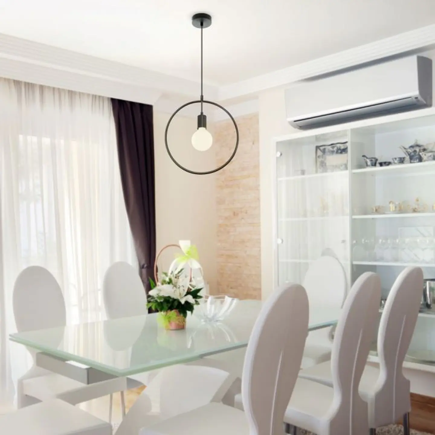 Matt Black Pendant, Light with Black Canopy E27 V-TAC 3