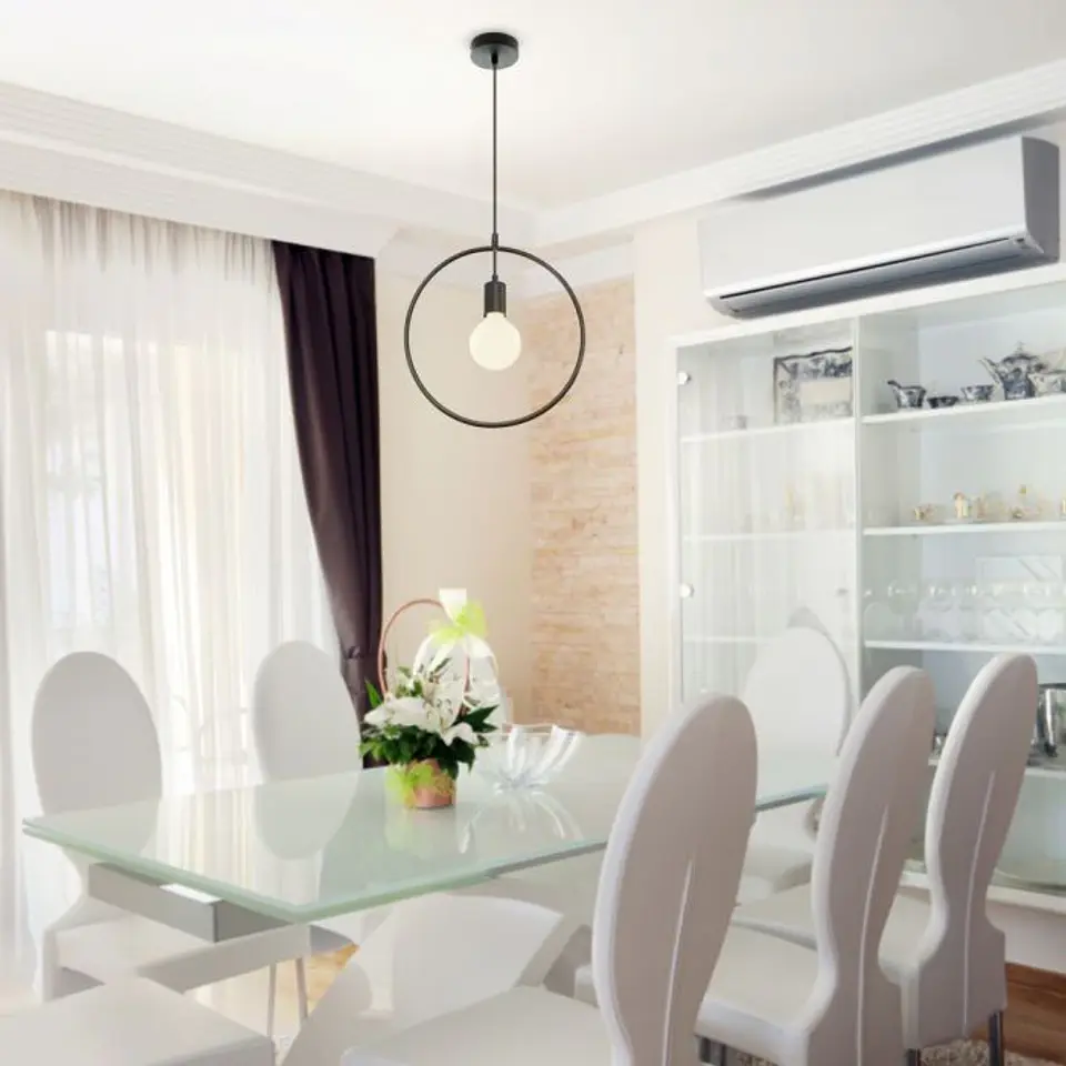 Matt Black Pendant, Light with Black Canopy E27 V-TAC 3