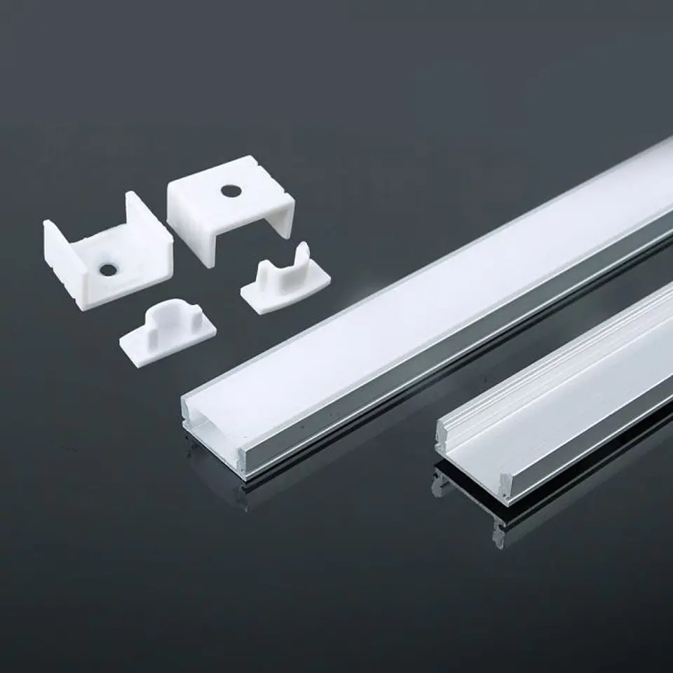 Perfil com Kit para Fita LED 8113 2000X17.4X7MM Prata V-TAC 1