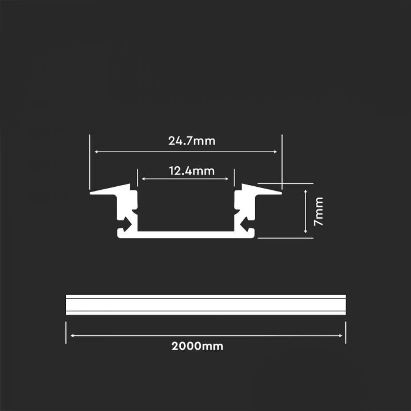 Perfil com Kit para Fita LED 8106 2000X24.7X7MM Prata V-TAC 2