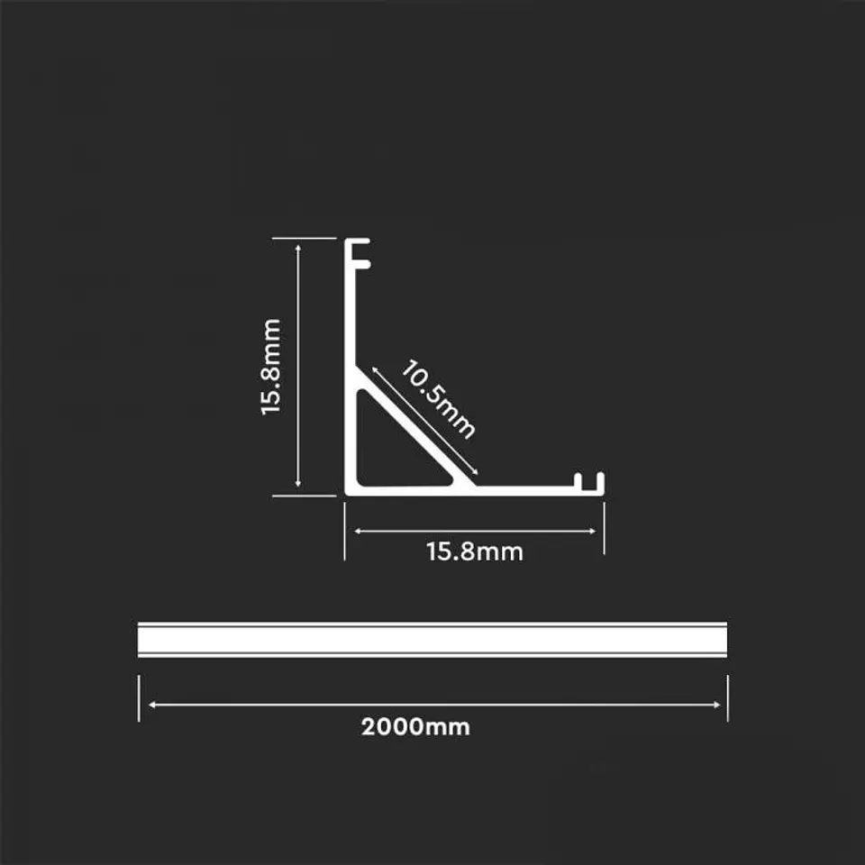 Perfil com Kit para Fita LED 8109 2000X15.8X15.8MM Prata V-TAC 2