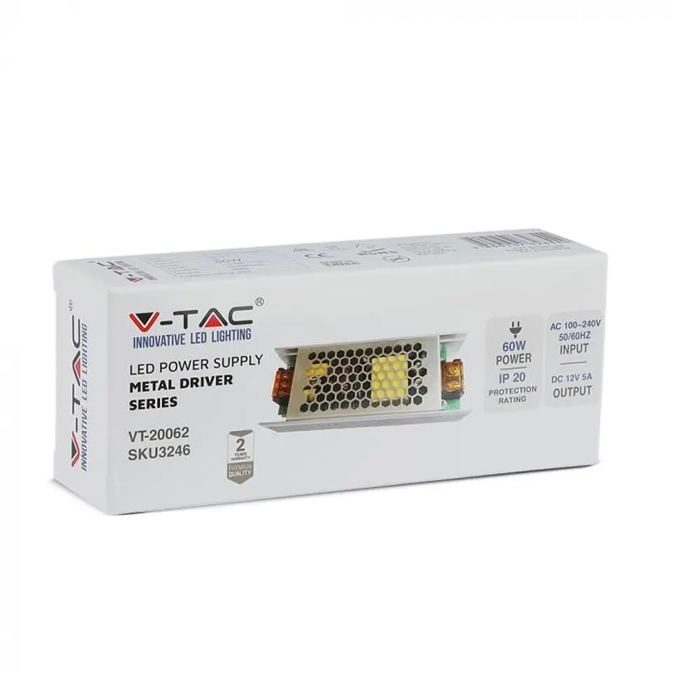 Driver LED SLIM 60W 12V 5A IP20 V-TAC 4