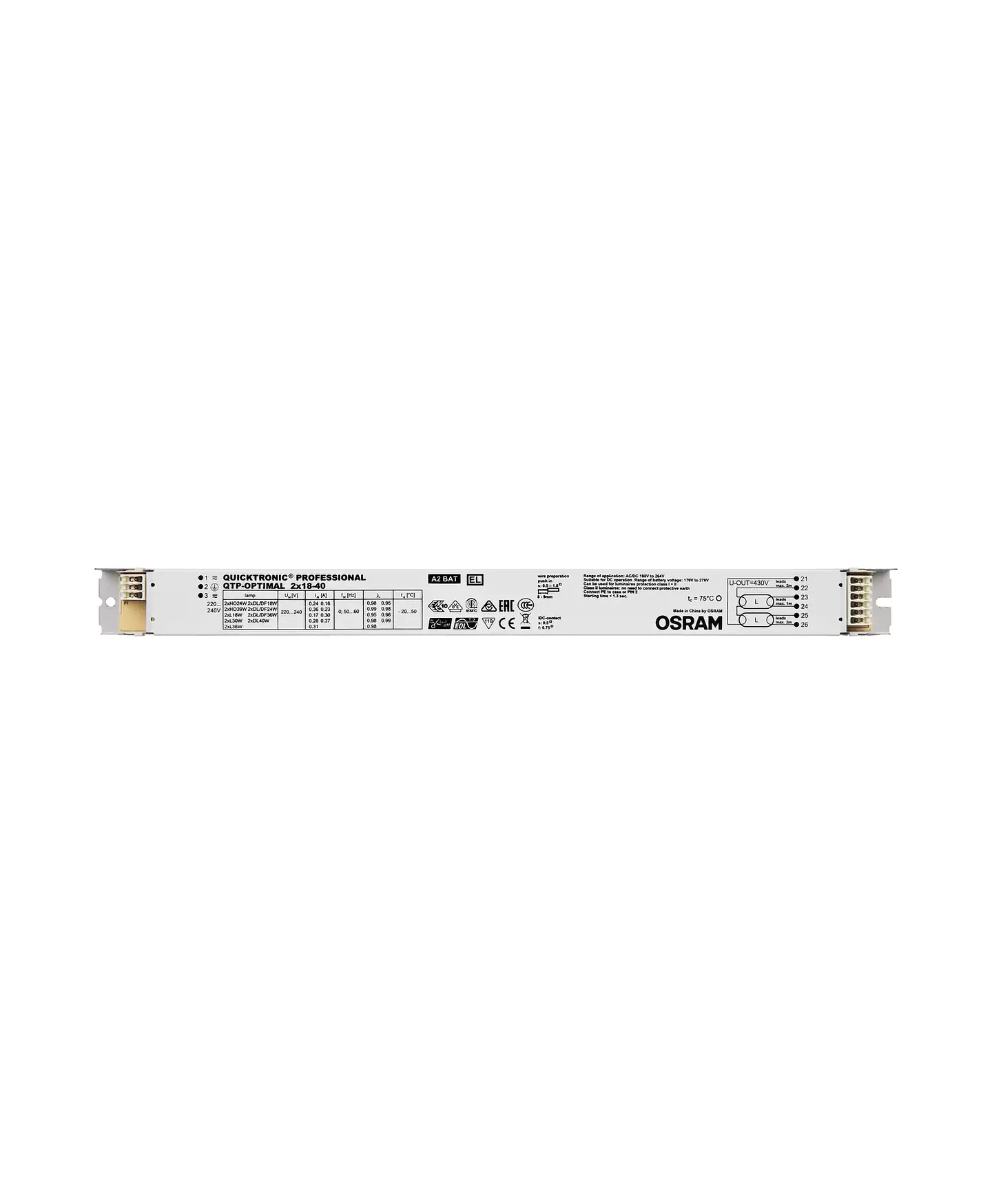 Balastro electrónico QTP-Optimal 2x18 40 Osram 2