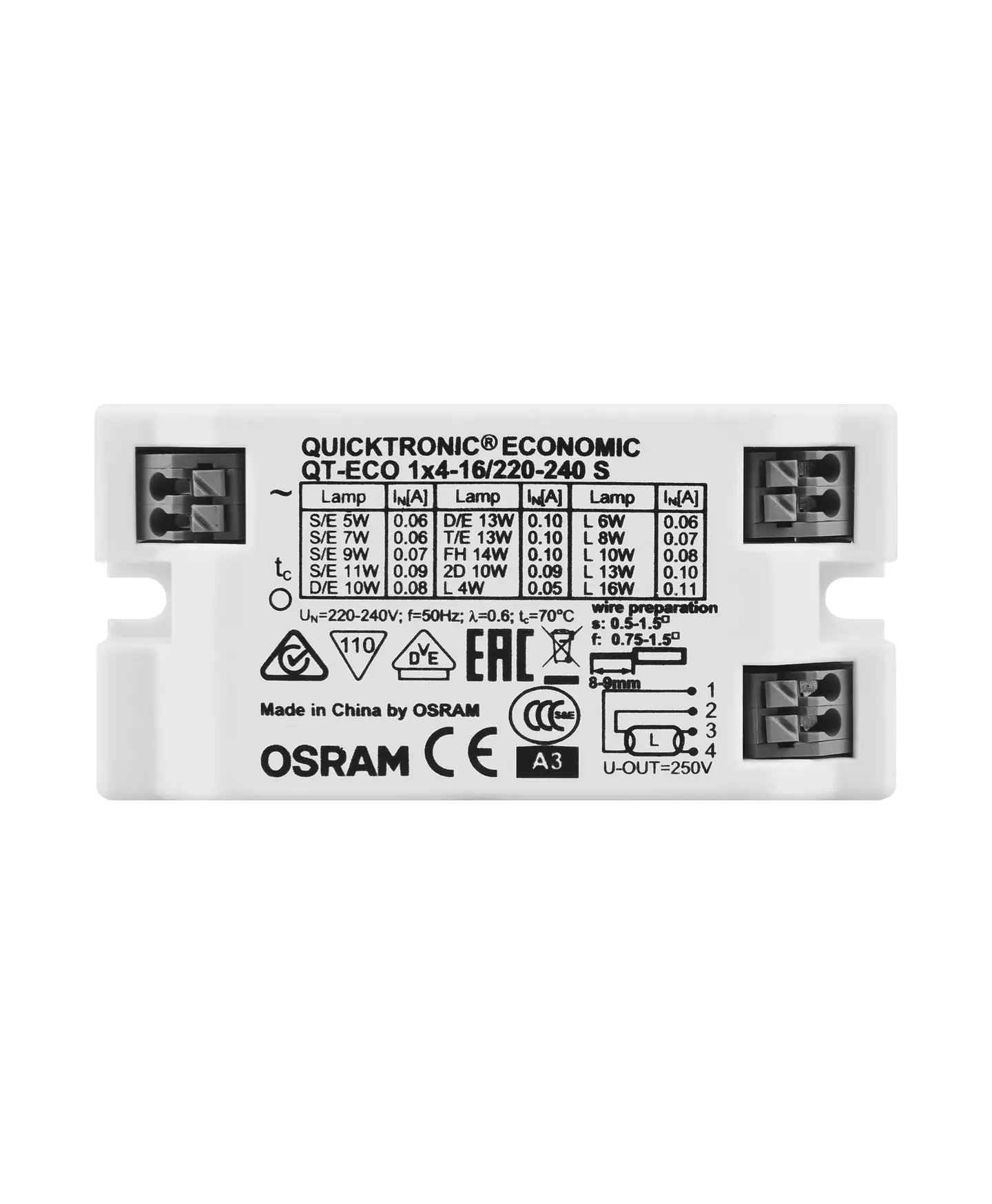 Balastro EVG QT-ECO 1x4-16/220-240V S Osram 2