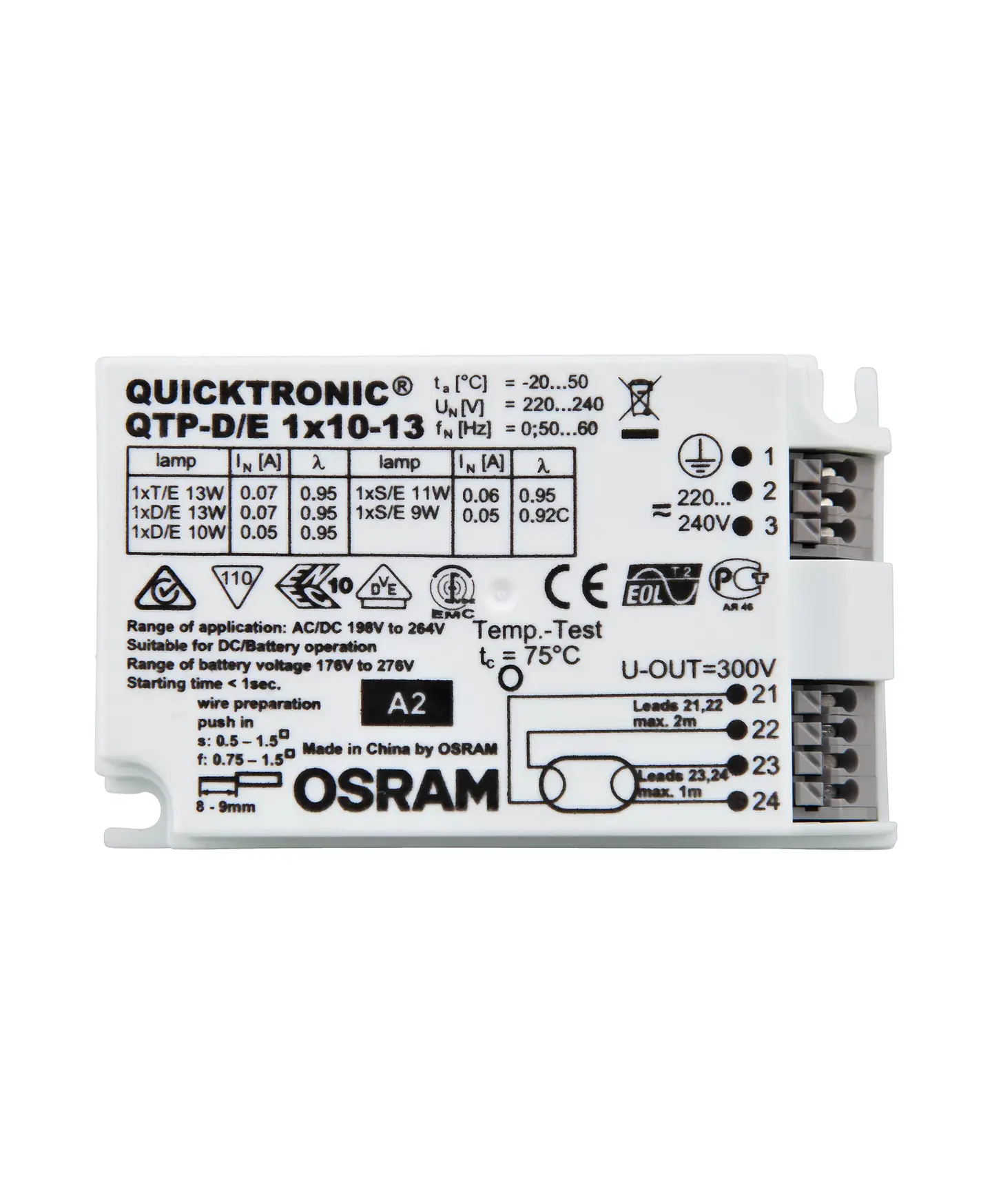Balastro QTP-D/E 1X10-13 Osram 2
