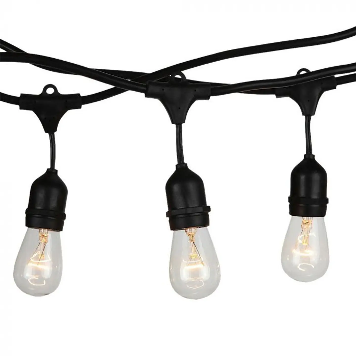 String light for 15 E27 bulbs, 15m IP54 Black V-TAC 1