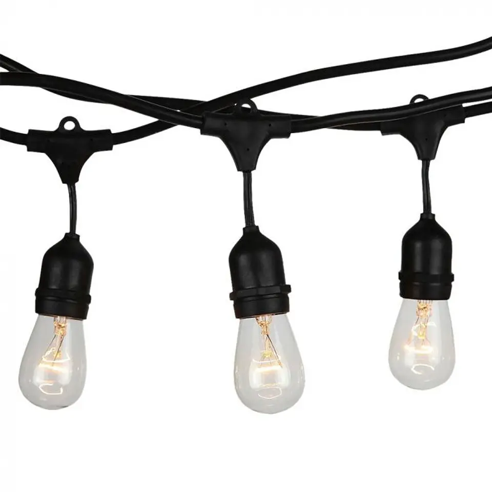 String light for 15 E27 bulbs, 15m IP54 Black V-TAC 1