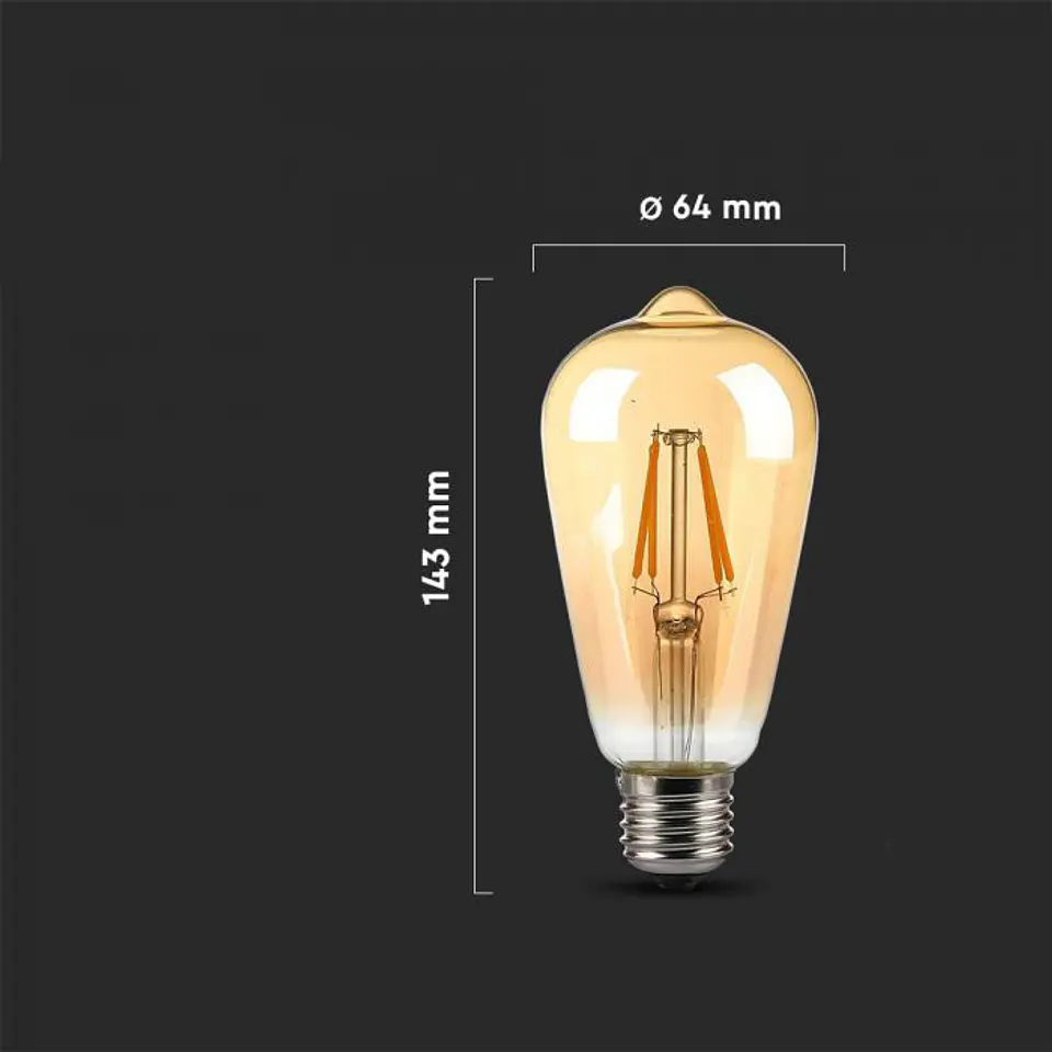 Lâmpada LED ST64 4W 2200K E27 âmbar V-TAC 2