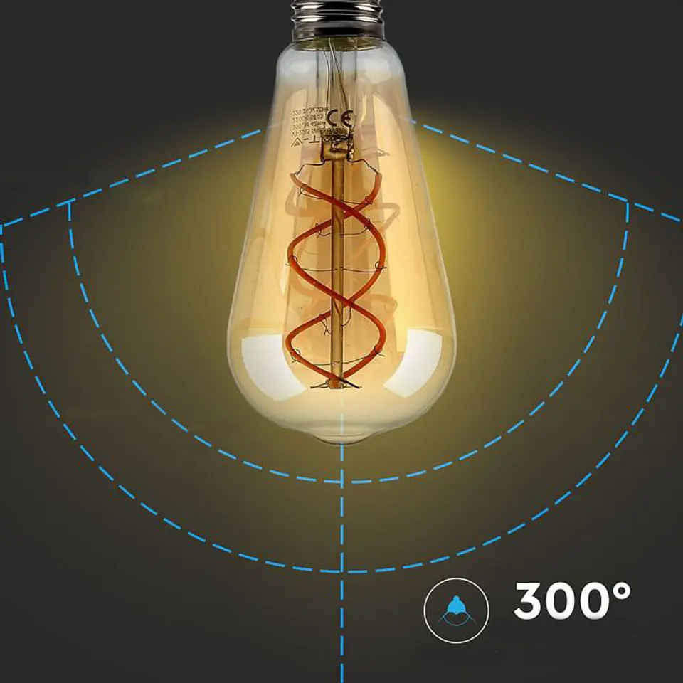 ST64 LED Bulb 5W 2200K E27 Amber V-TAC 3
