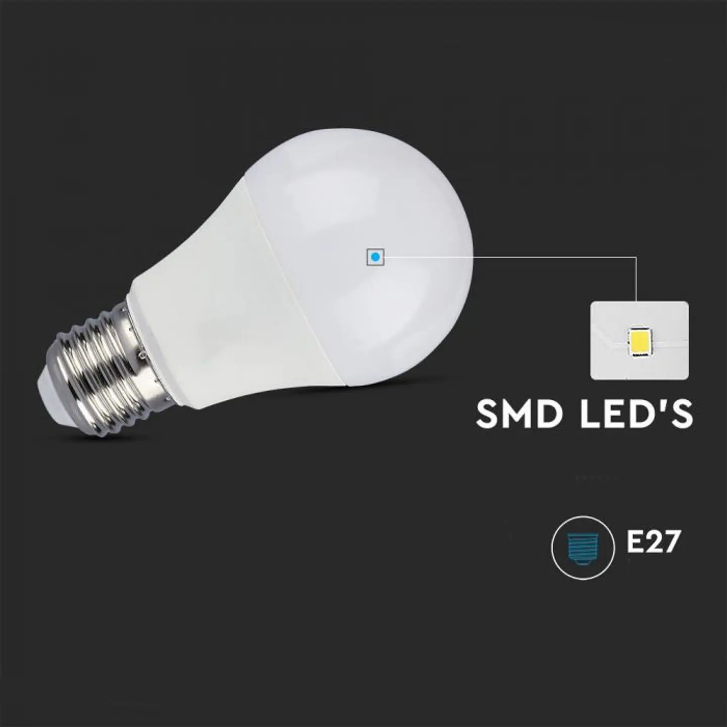 Lâmpada LED A60 9W E27 c/sensor de micro-ondas V-TAC 3