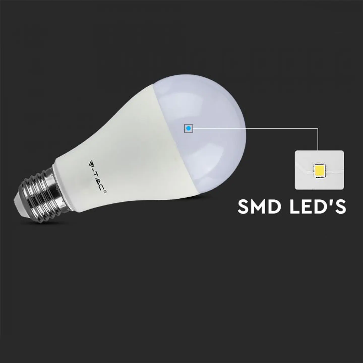 Lâmpada LED Plastic Chip Samsung  9W A70 E27 (emergência: 3h) V-TAC 4