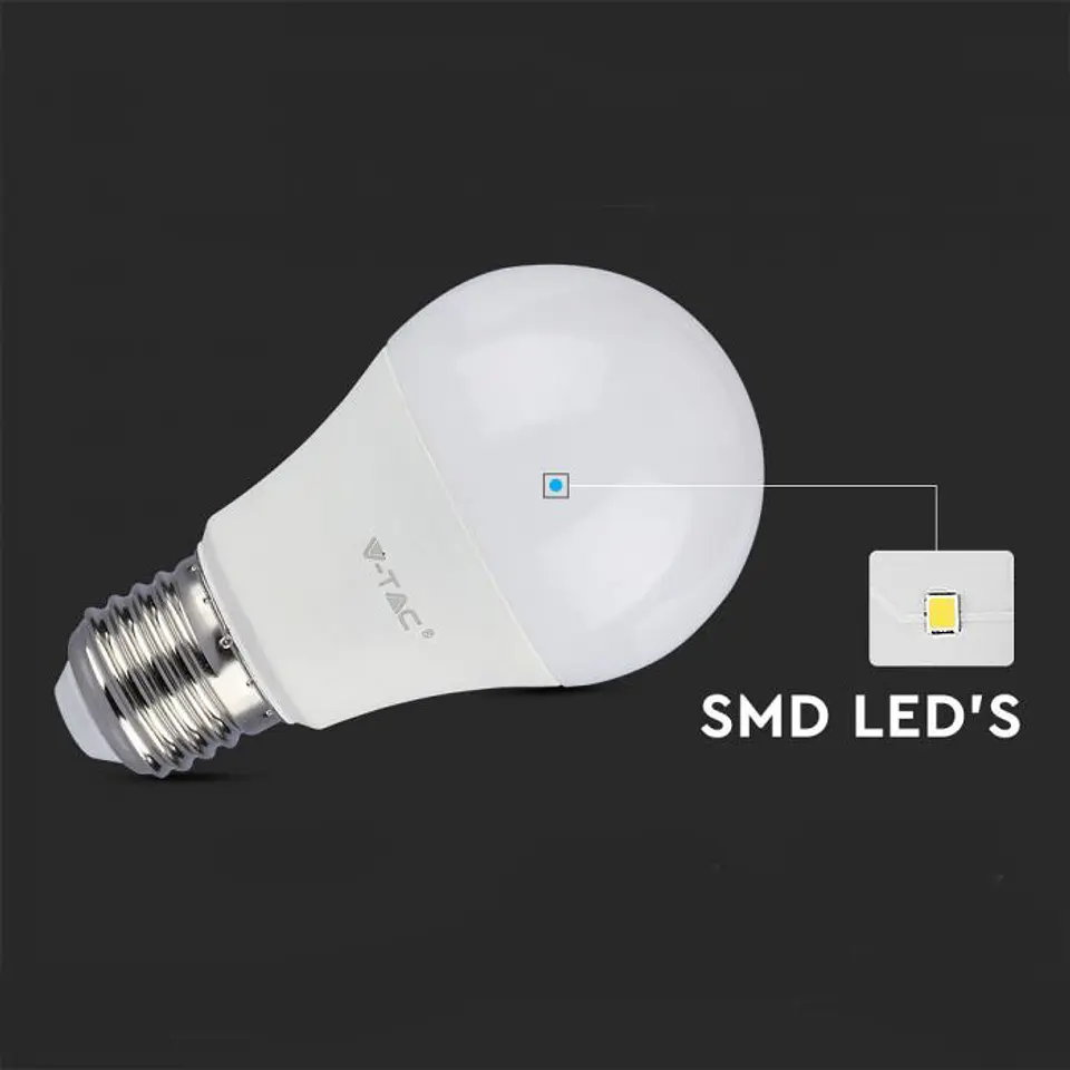Lâmpada LED Plastic 11W A60 3000K E27 V-TAC 4