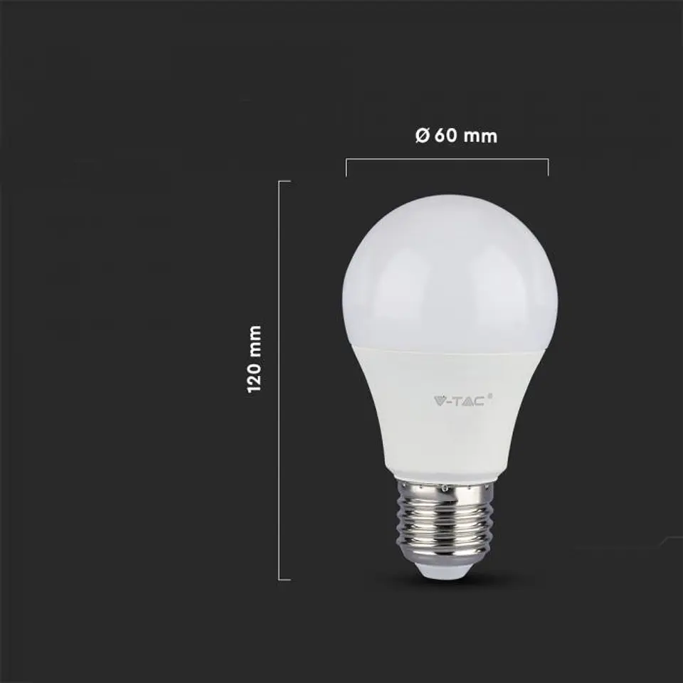Lâmpada LED Plastic 11W A60 3000K E27 V-TAC 2