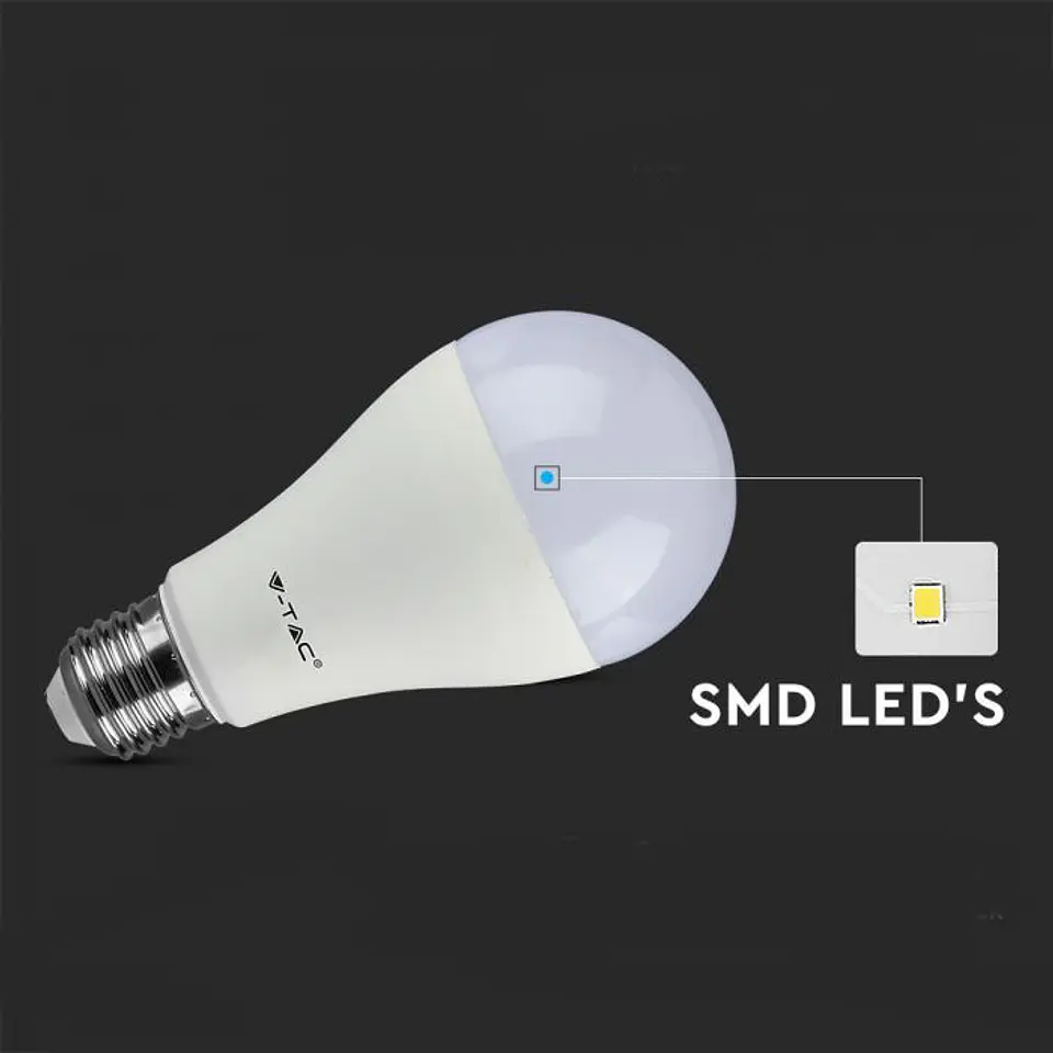 Lâmpada LED Plastic 15W A65 2700K E27 (2 unid. ) V-TAC 5