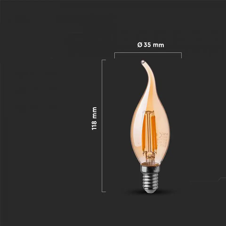 Bombilla LED vela filamento 4W 2200K E14 âmbar V-TAC 2