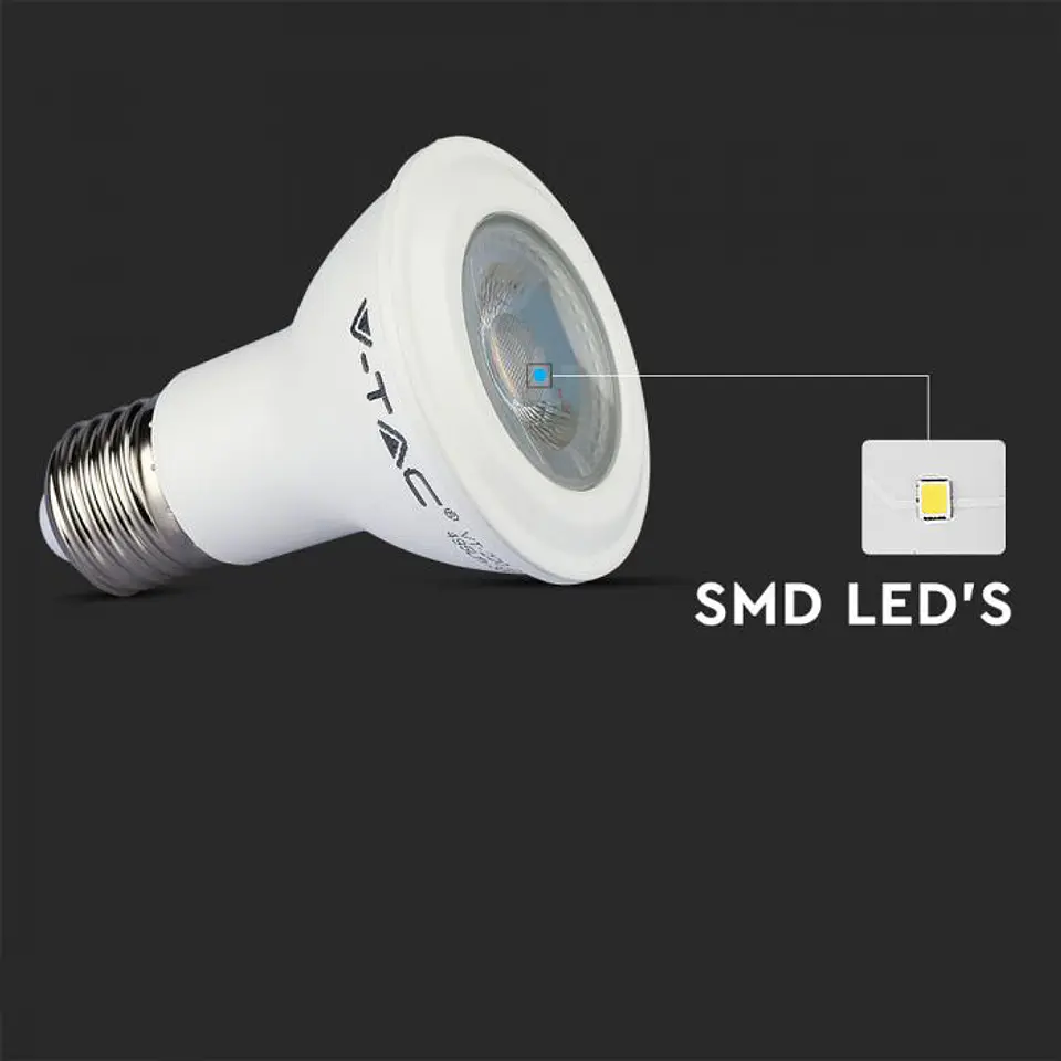 Bombilla LED Plastic 5.8W Chip Samsung 3000K E27 PAR20 V-TAC 6