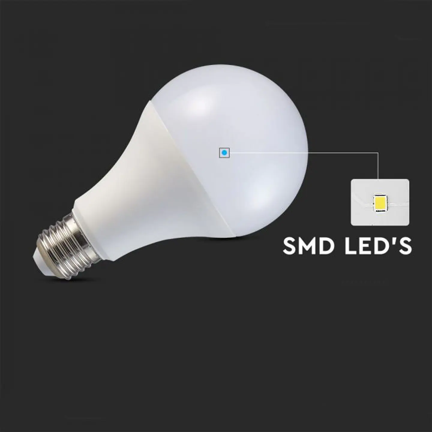 Lâmpada LED Plastic Chip Samsung 20W E27 A80 V-TAC 3