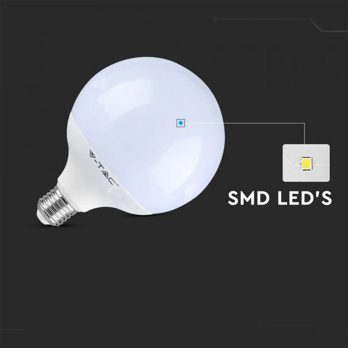 Lâmpada LED Plastic Chip Samsung 22W E27 G120 V-TAC 4