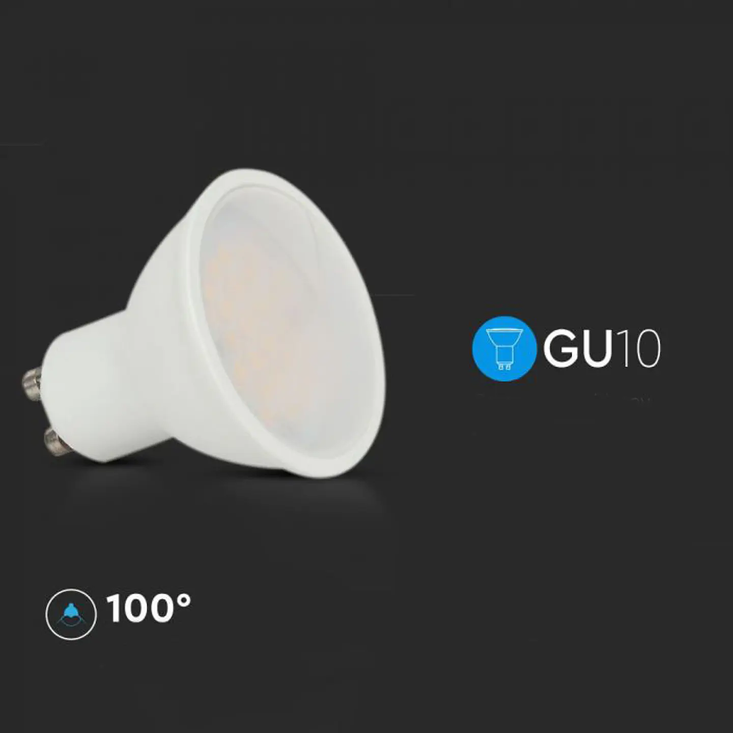 Lâmpada LED Chip Samsung 10W 6500K GU10 110º V-TAC 4