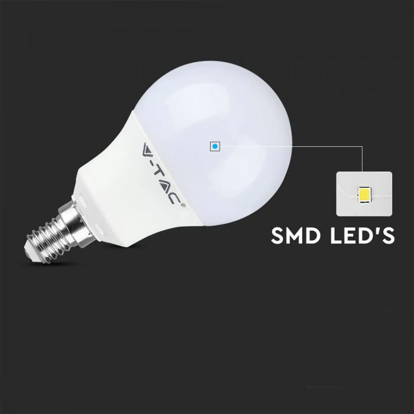 Lâmpada LED Plastic Chip Samsung 8.5W 4000K E14 A60 V-TAC 5