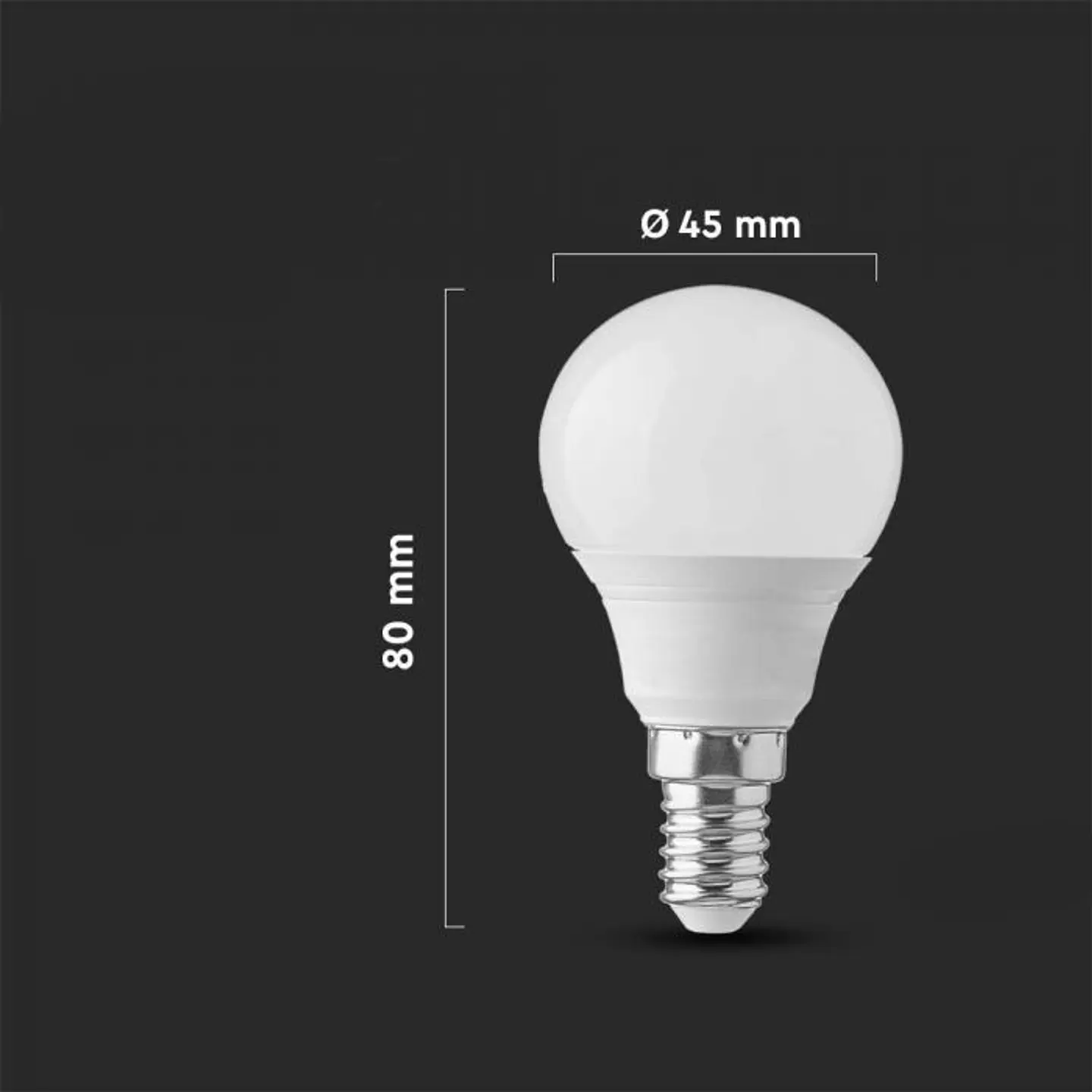 Bombilla LED Plastic Chip Samsung 4.5W E14 P45 V-TAC 2