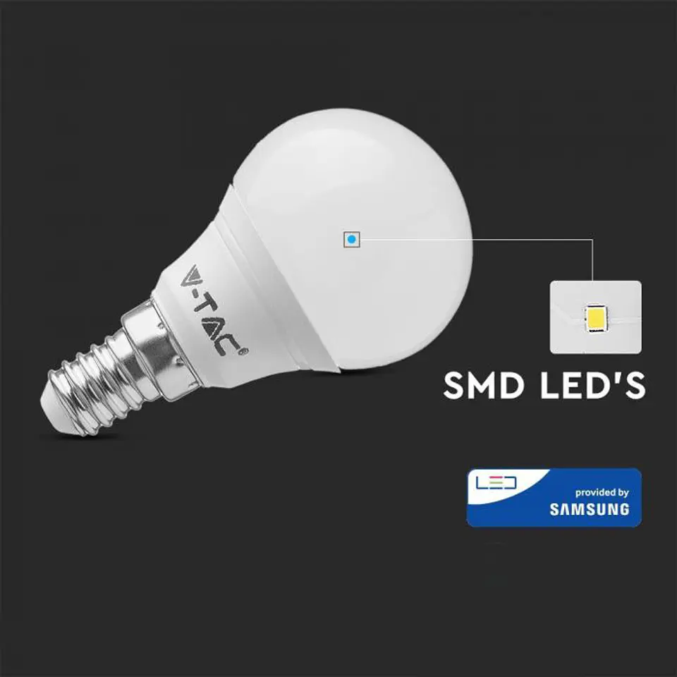 Bombilla LED Plastic Chip Samsung 7W 4000K E14 P45 V-TAC 3