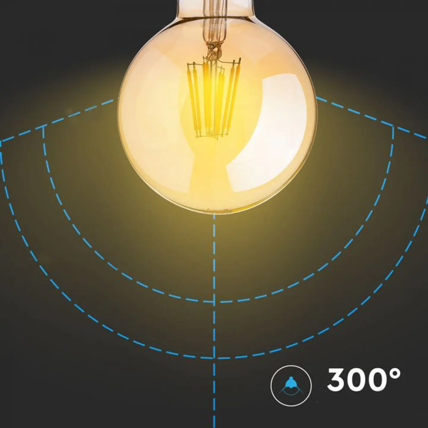 Lâmpada LED de filamento 8W 2200K E27 G125 DIM âmbar V-TAC 3