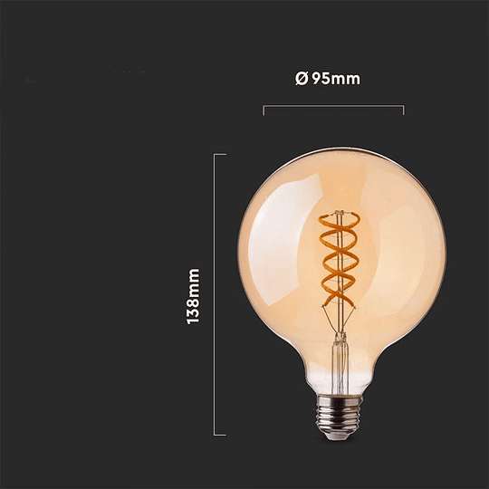 Lâmpada LED de filamento 5W 2200K E27 G95 âmbar V-TAC