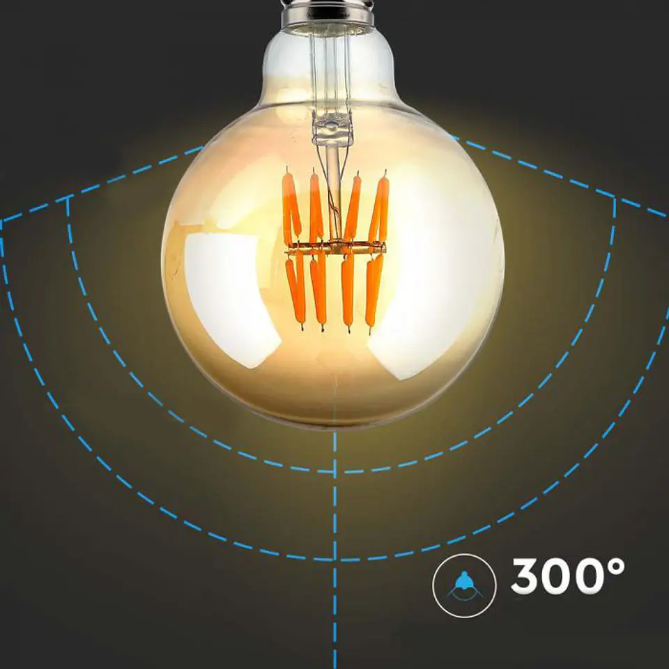LED Filament Bulb 8W 2200K E27 G95 Amber V-TAC 3