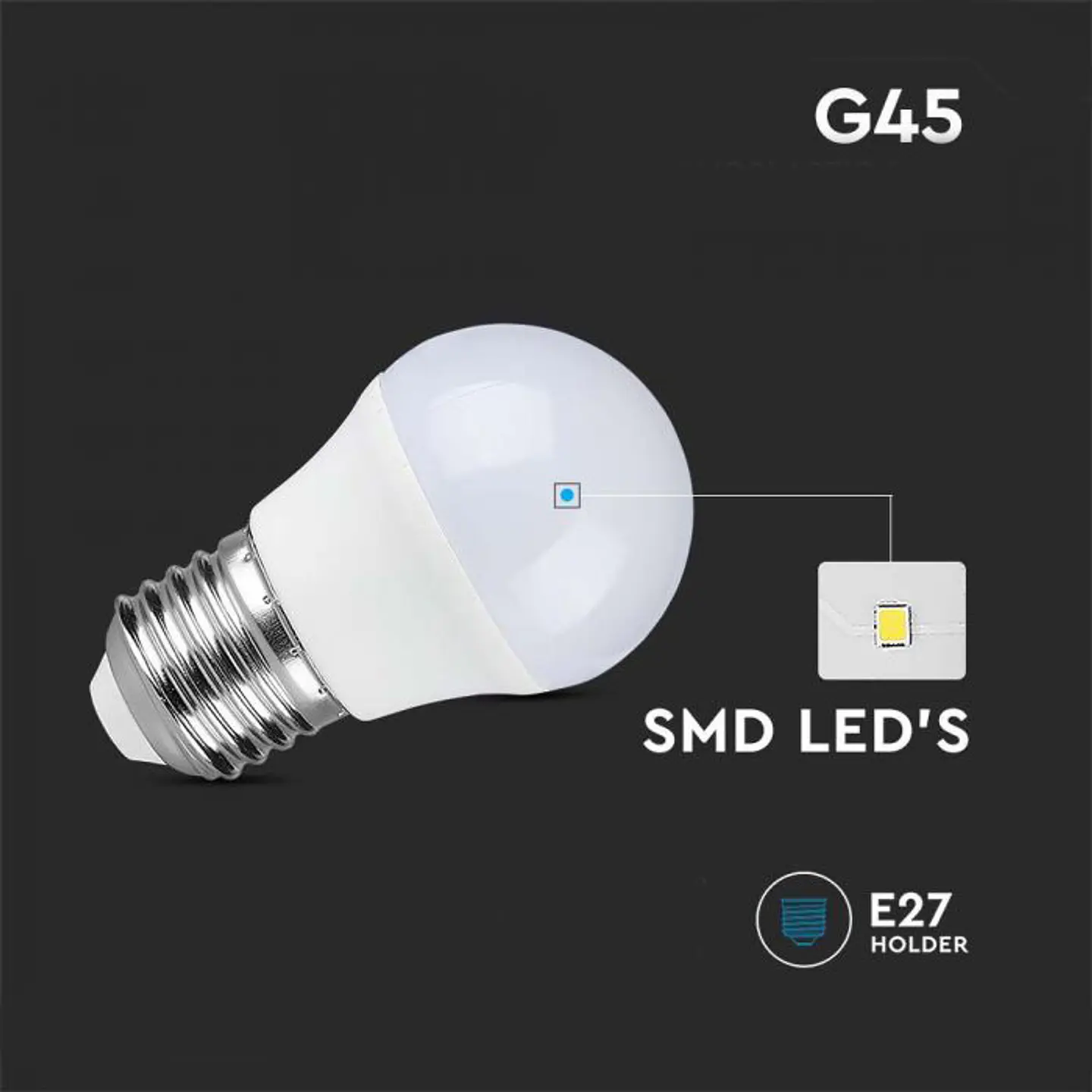 Lâmpada LED Chip Samsung 6.5W 4000K E27 G45 V-TAC 3
