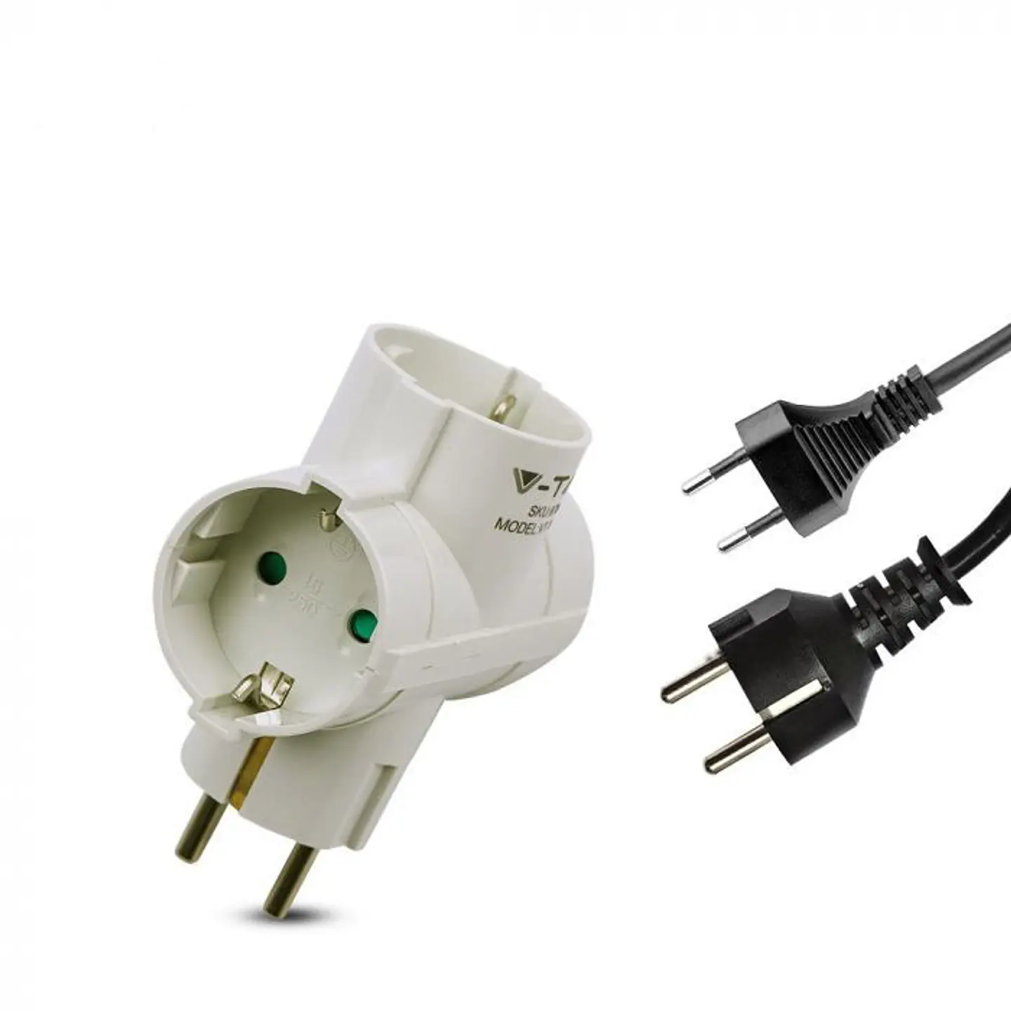 Adaptador de 2 vías con contacto a tierra 10/16A 250V V-TAC 3