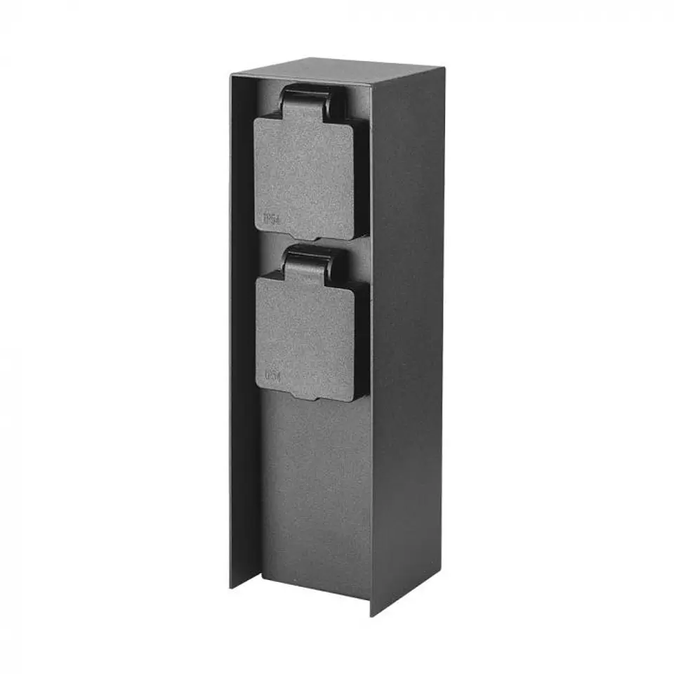 Bollard with 2 sockets 16A max. 3600W Brushed Steel V-TAC 1