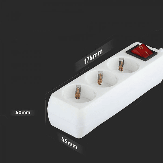 Base múltiple de 3 vías con interruptor 3G1,5mm² X 1.5m V-TAC