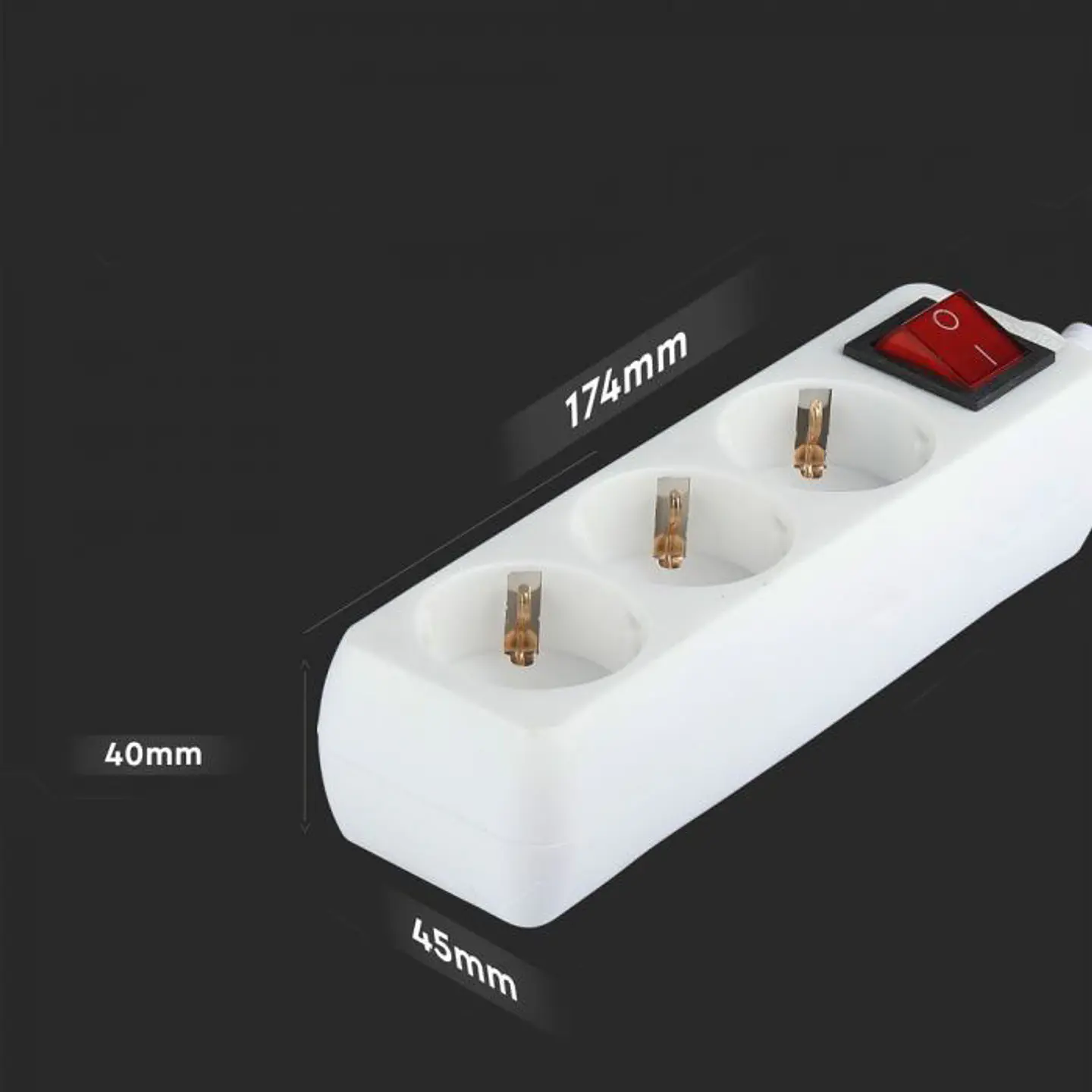 Base múltiple de 3 vías con interruptor 3G1,5mm² X 1.5m V-TAC 6