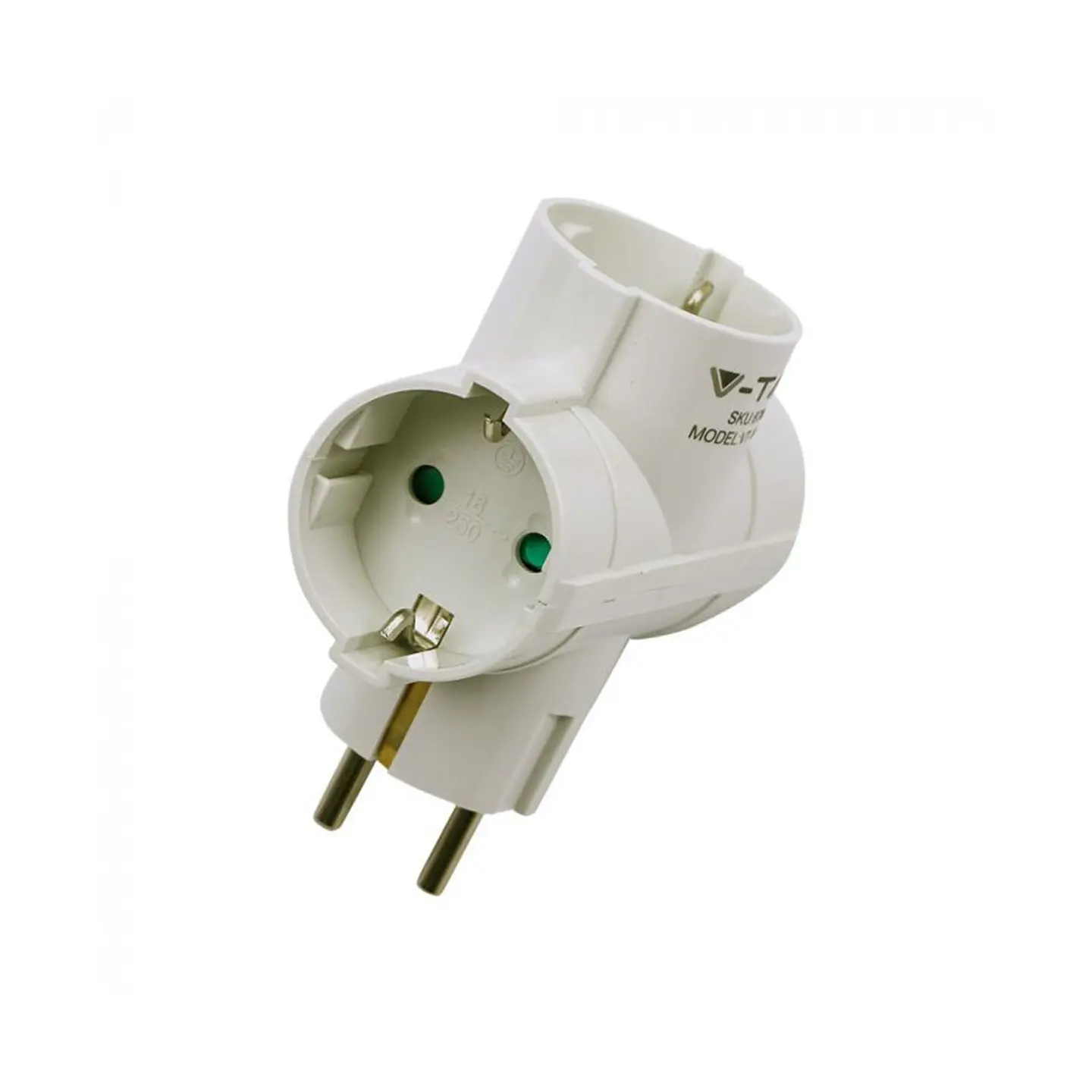 Adaptador de 2 vías con contacto a tierra 10/16A 250V V-TAC 2