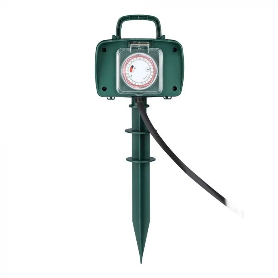 Garden 2-way stake socket with timer 3G1.5mm² X 3m IP44 V-TAC 1