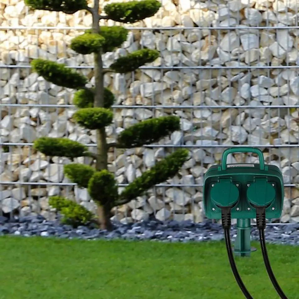 Garden 2-way stake socket with timer 3G1.5mm² X 3m IP44 V-TAC 5