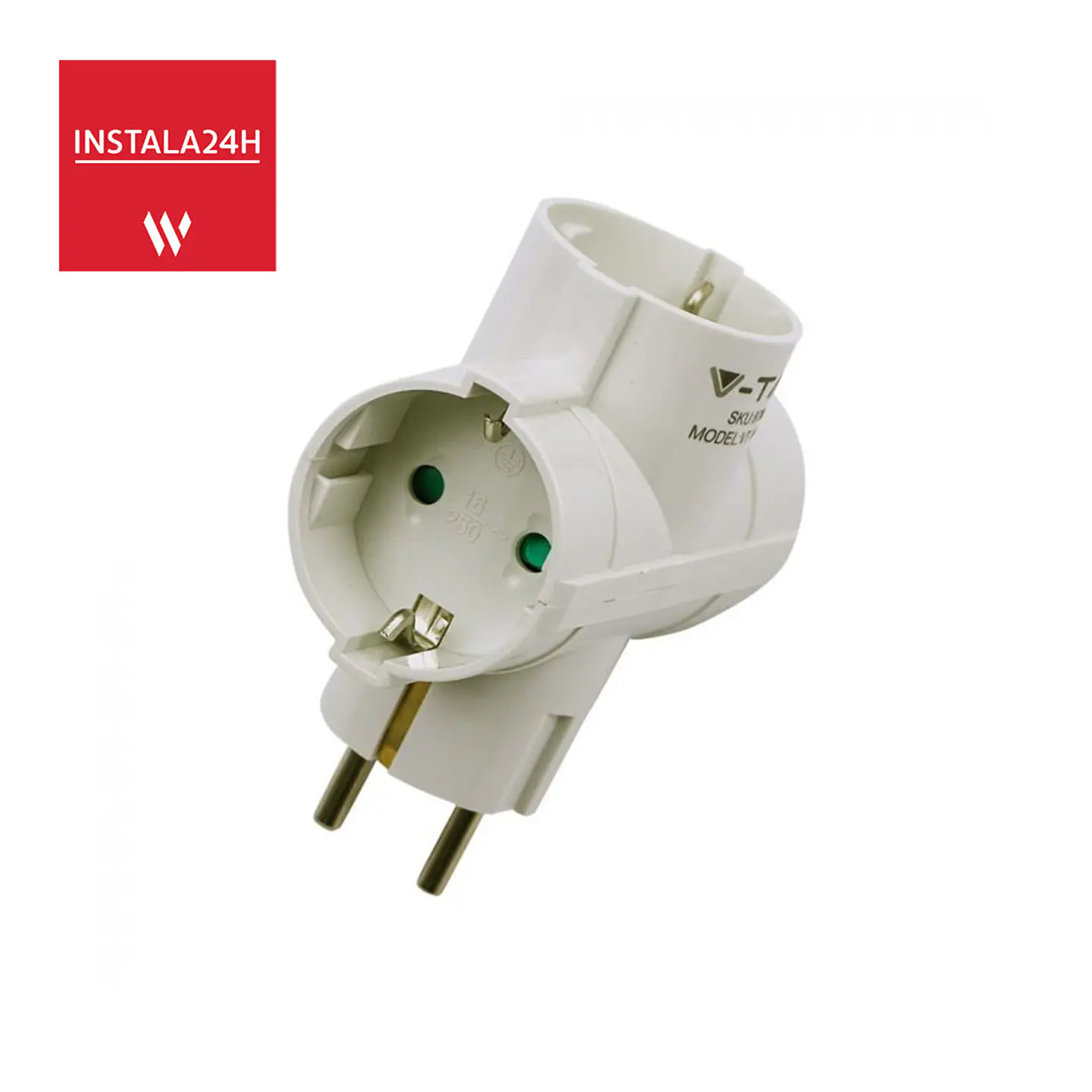 Adaptador de 2 vías con contacto a tierra 10/16A 250V V-TAC 1