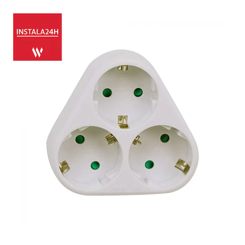 Adaptador de 3 vías con contacto a tierra 10/16A 250V V-TAC
