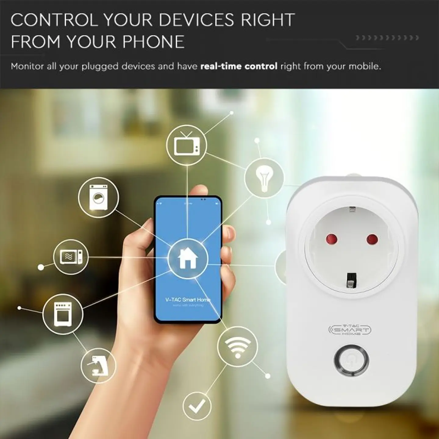 EU Plug Socket with WIFI, works with Amazon Alexa & Google Home V-TAC 6