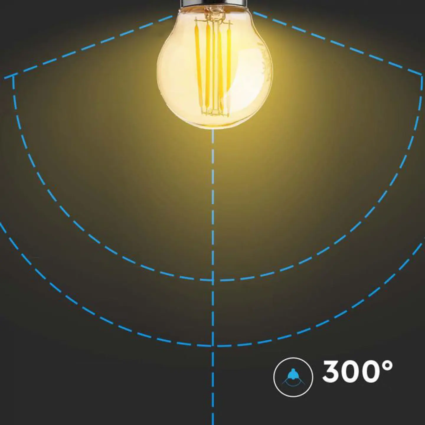 Lâmpada LED de filamento G45 4W 2200K E27 âmbar V-TAC 3