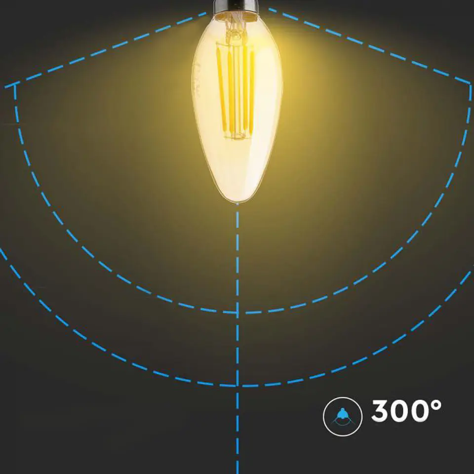 Lâmpada LED vela de filamento 4W 2200K E14 âmbar V-TAC 3