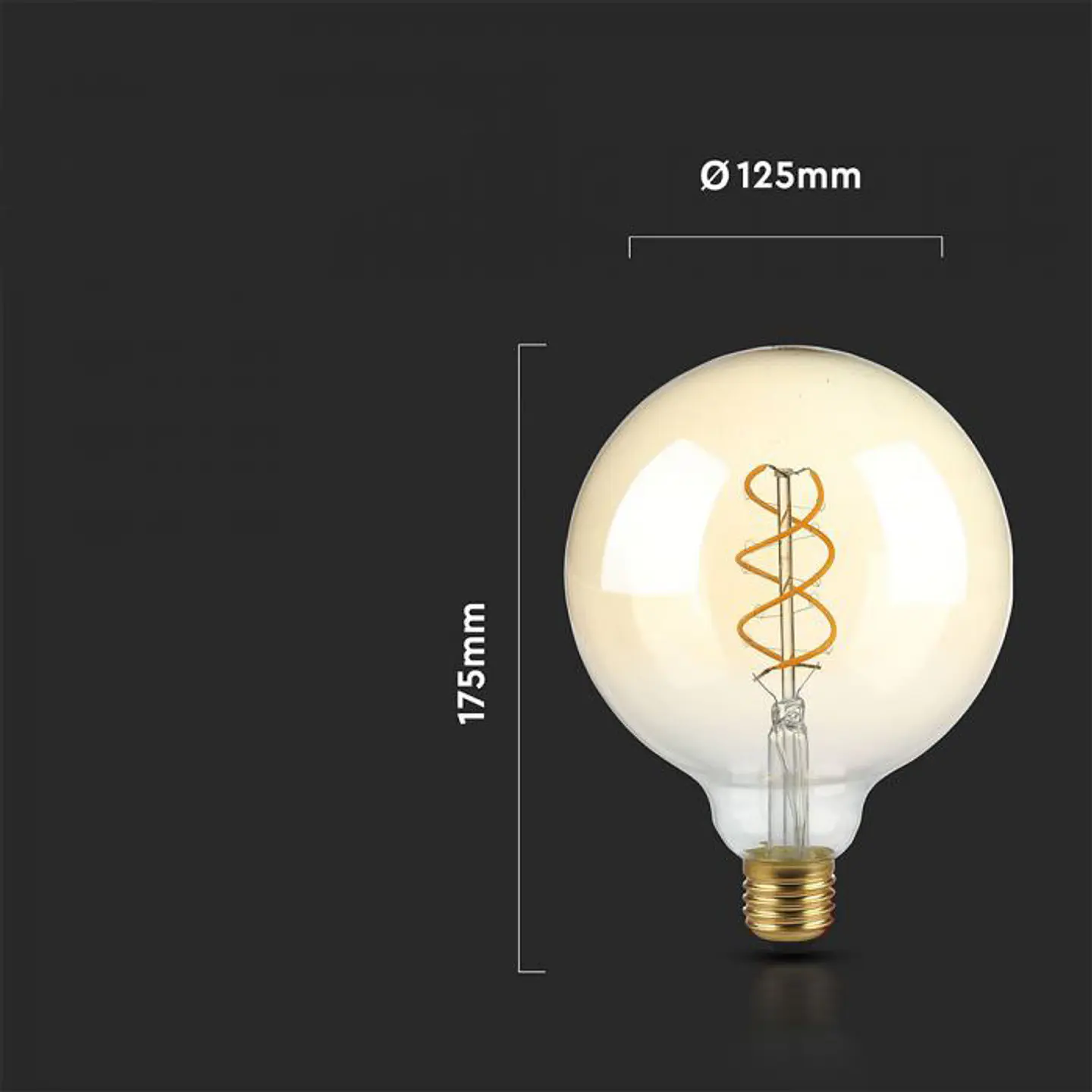 Lâmpada de filamento LED G125 DIM 5W 2200K E27 âmbar V-TAC 2