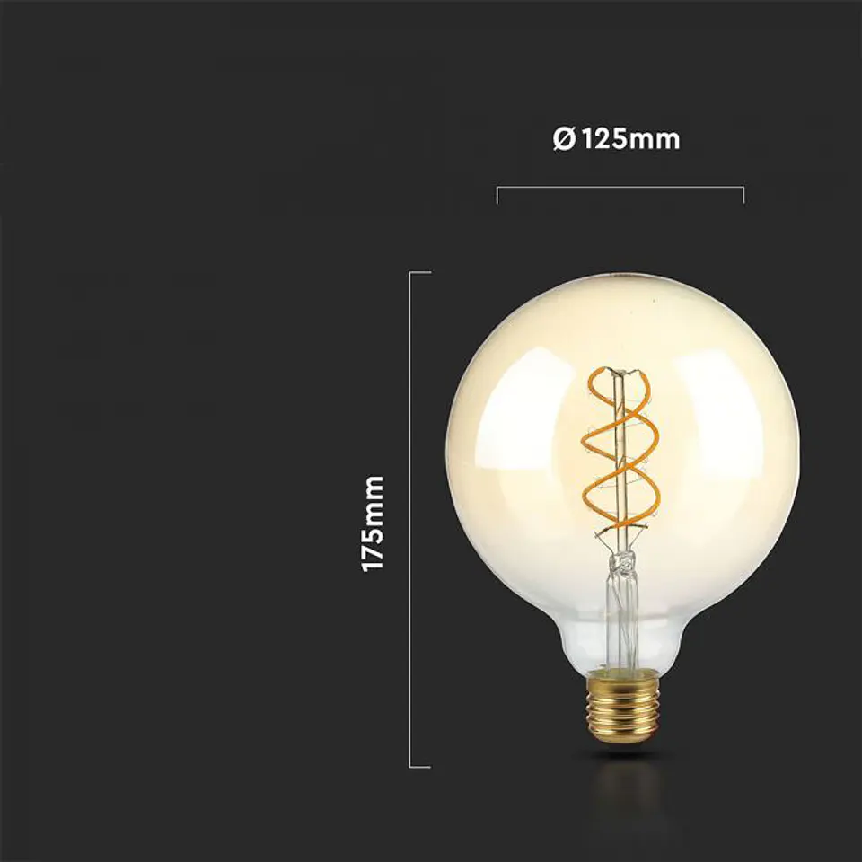 Lâmpada de filamento LED G125 DIM 5W 2200K E27 âmbar V-TAC 2